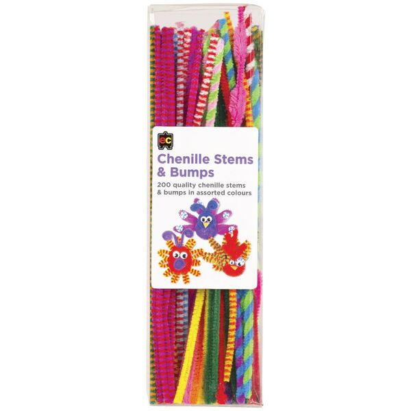 Chenille Stems 6mm Pk200 Striped Stems & Bumps Asst